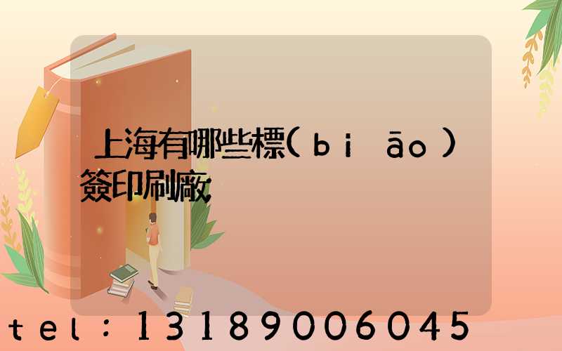 上海有哪些標(biāo)簽印刷廠