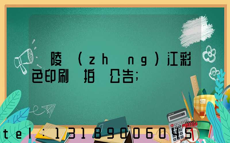 銅陵長(zhǎng)江彩色印刷廠拍賣公告